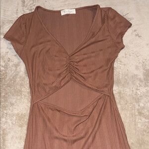 Jessica Simpson Ribbed Maxi Dress with Front Cutout
